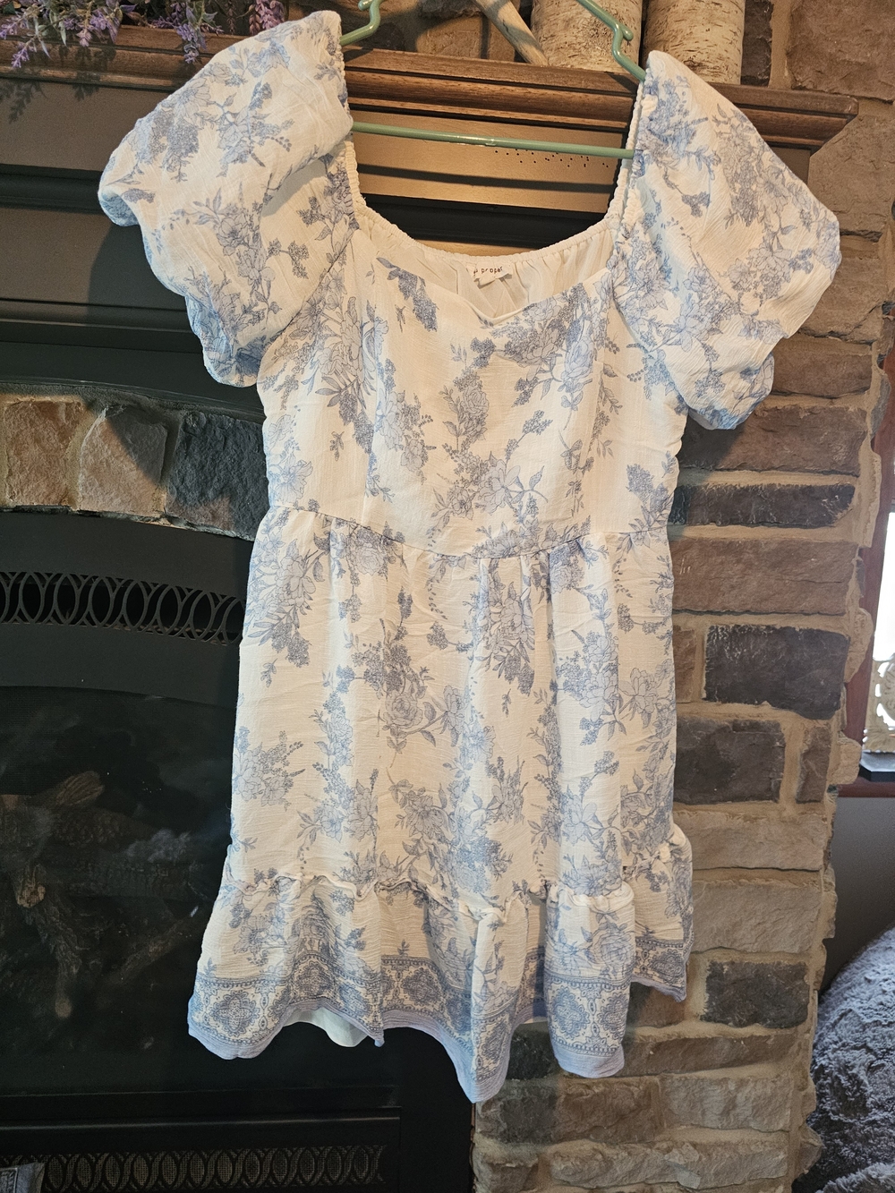 Blu Pepper White Mini Dress with Light Blue Floral Print